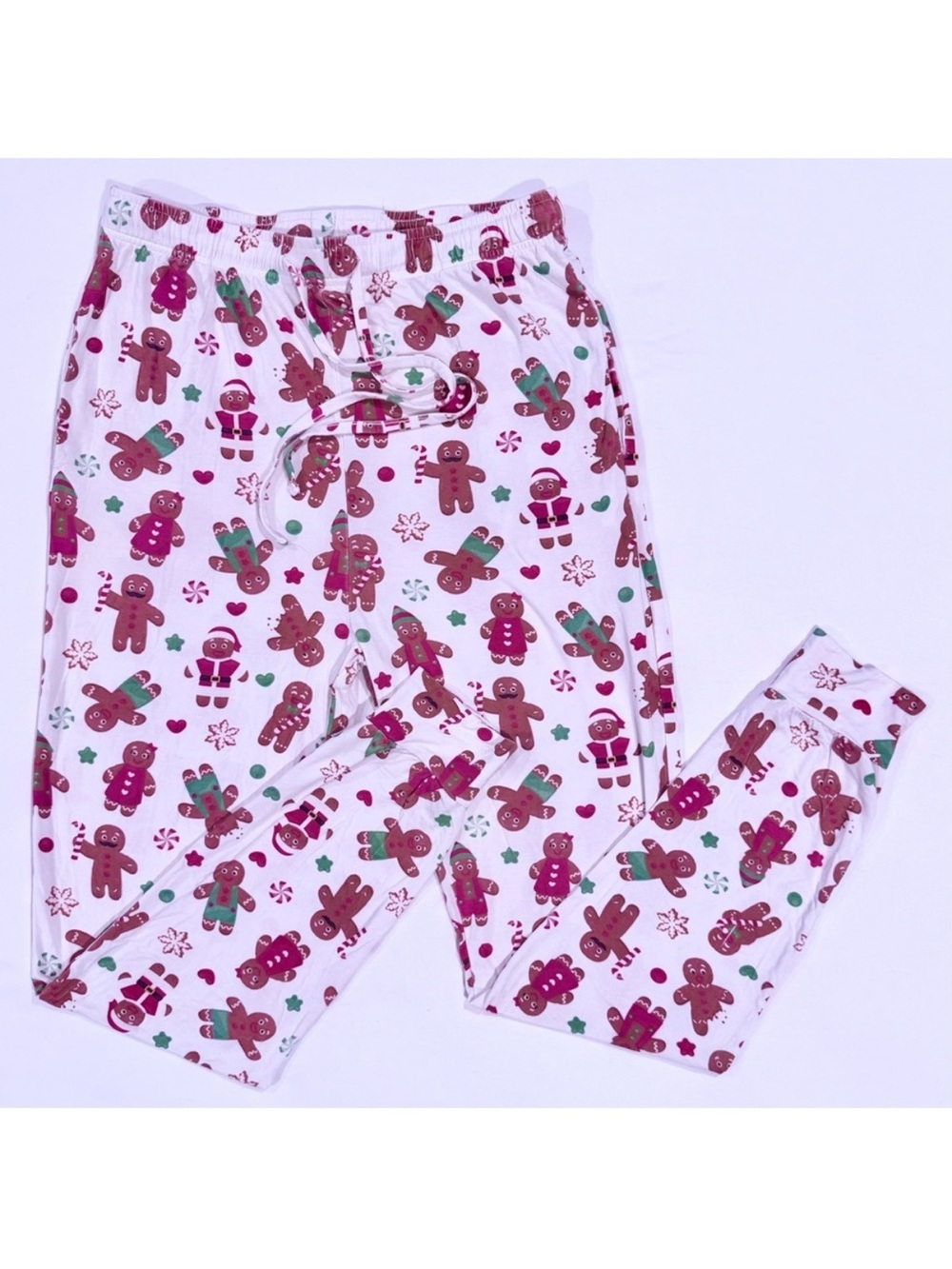 Caden Lane Cookie Crew Pajama Bottoms Adult Small Gingerbread Christmas Bamboo